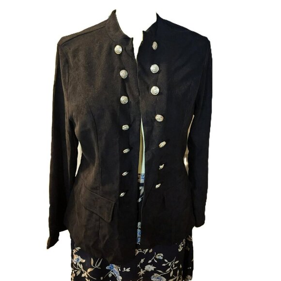 XXL Black Long Sleeve Polyester Silver Button‎ Open Jacket - Picture 4 of 10